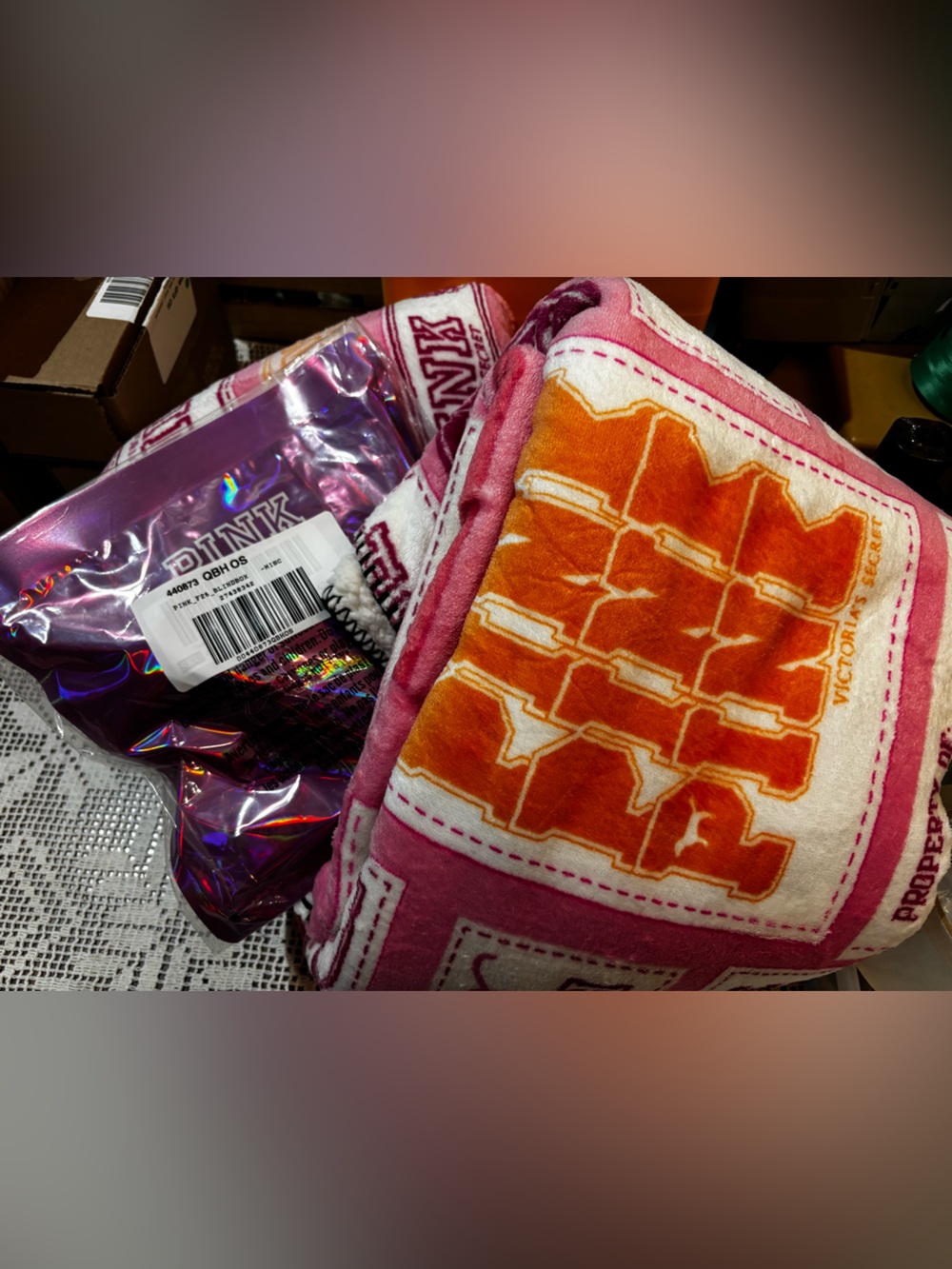 (Inventory 65) Victoria’s Secret PINK Mystery Mini Dog & Cozy Plush Blanket